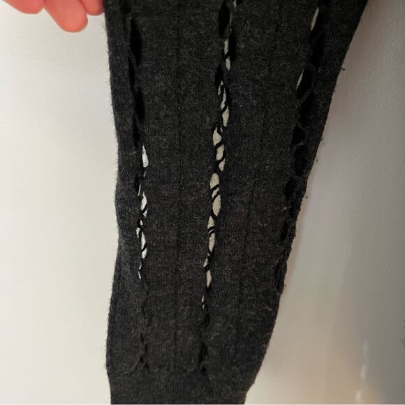 COS Cut-Out gray turtleneck Boiled Wool Tunic sweater crochet ribbed size S cozy - Picture 7 of 9